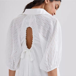 Anthropologie Julien White Eyelet Keyhole Back Dress Sz S NWT